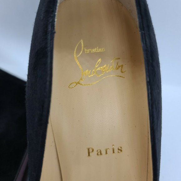 Louboutin Tanja Black Suede Wedges BNIB Size 39.5 - Picture 7 of 7